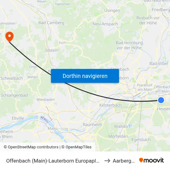 Offenbach (Main)-Lauterborn Europaplatz to Aarbergen map