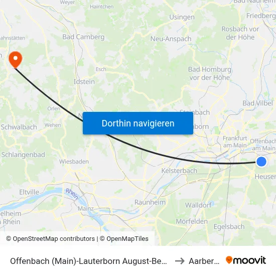 Offenbach (Main)-Lauterborn August-Bebel-Schule to Aarbergen map