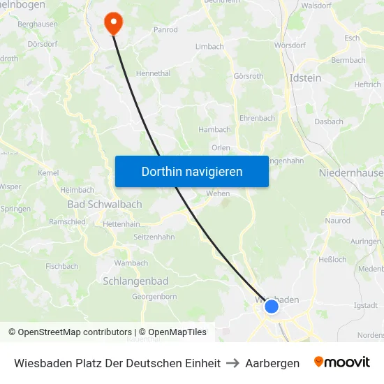 Wiesbaden Platz Der Deutschen Einheit to Aarbergen map