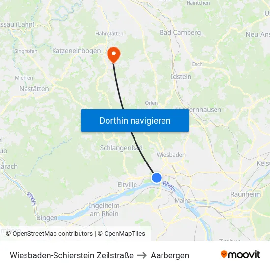 Wiesbaden-Schierstein Zeilstraße to Aarbergen map