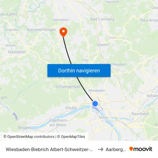Wiesbaden-Biebrich Albert-Schweitzer-Allee to Aarbergen map