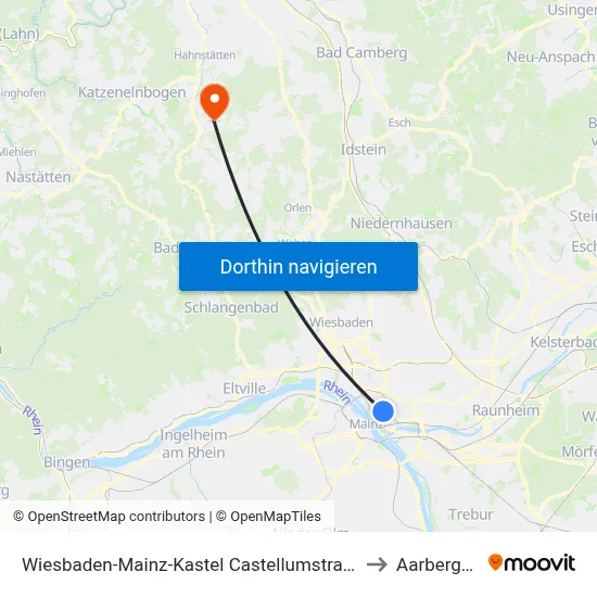 Wiesbaden-Mainz-Kastel Castellumstraße to Aarbergen map