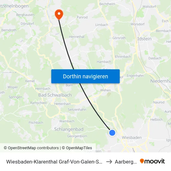 Wiesbaden-Klarenthal Graf-Von-Galen-Straße to Aarbergen map