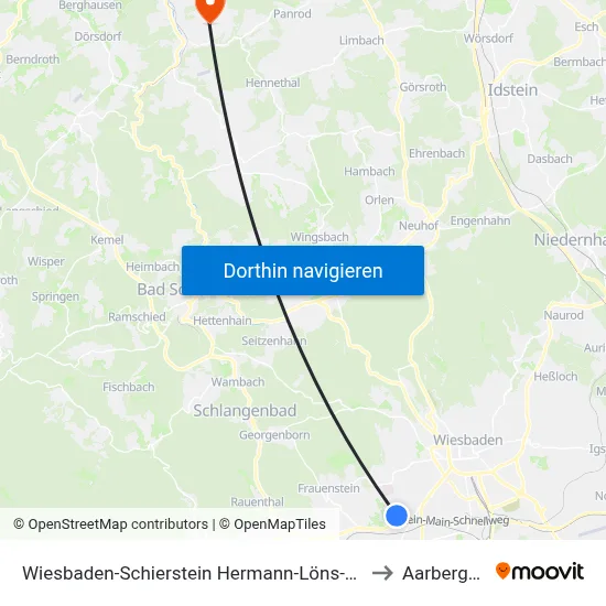 Wiesbaden-Schierstein Hermann-Löns-Str to Aarbergen map