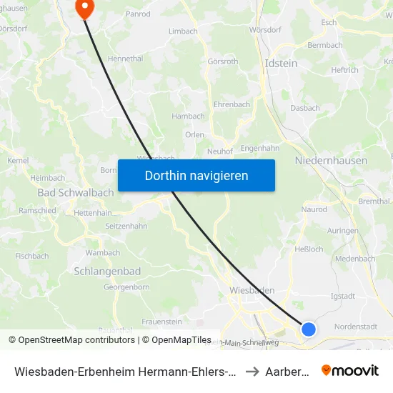 Wiesbaden-Erbenheim Hermann-Ehlers-Schule to Aarbergen map