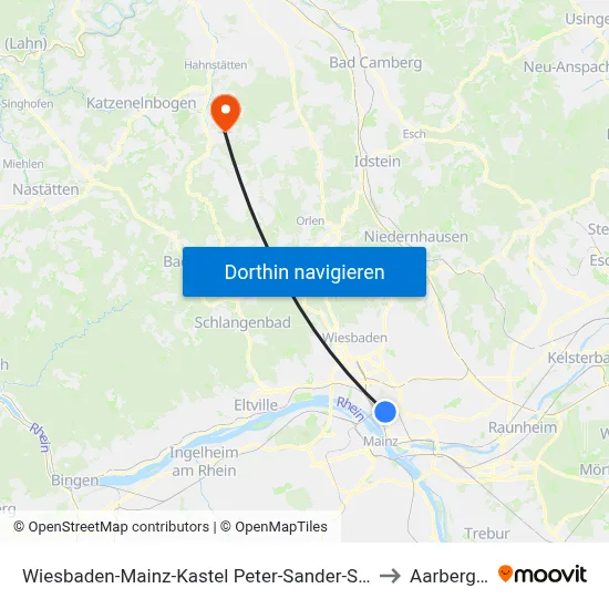 Wiesbaden-Mainz-Kastel Peter-Sander-Straße to Aarbergen map