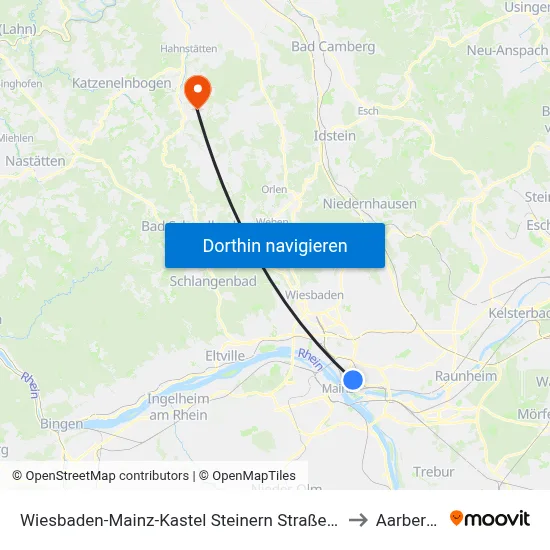 Wiesbaden-Mainz-Kastel Steinern Straße/Wleusch to Aarbergen map
