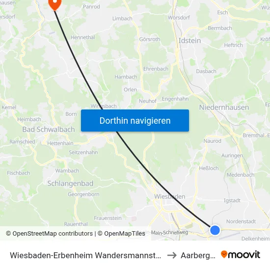 Wiesbaden-Erbenheim Wandersmannstraße to Aarbergen map