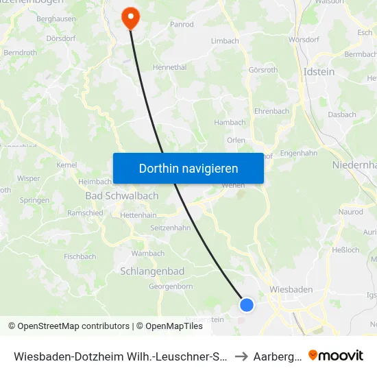 Wiesbaden-Dotzheim Wilh.-Leuschner-Straße to Aarbergen map