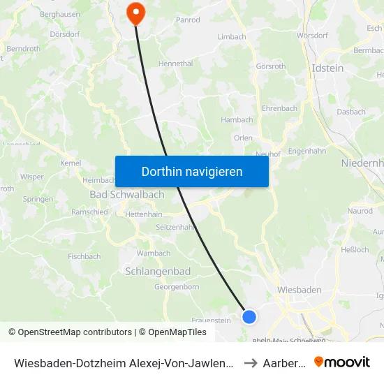 Wiesbaden-Dotzheim Alexej-Von-Jawlensky-Schule to Aarbergen map