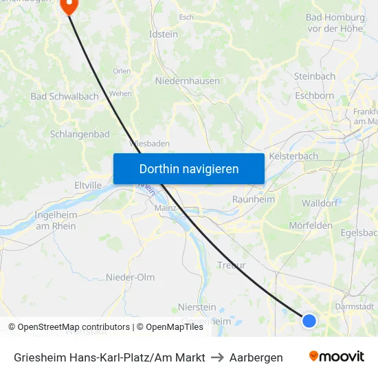 Griesheim Hans-Karl-Platz/Am Markt to Aarbergen map