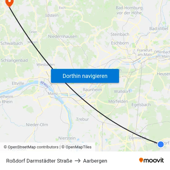 Roßdorf Darmstädter Straße to Aarbergen map