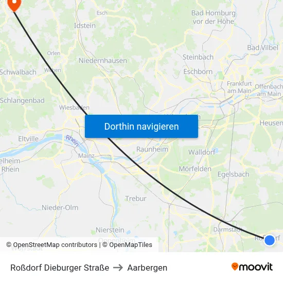 Roßdorf Dieburger Straße to Aarbergen map