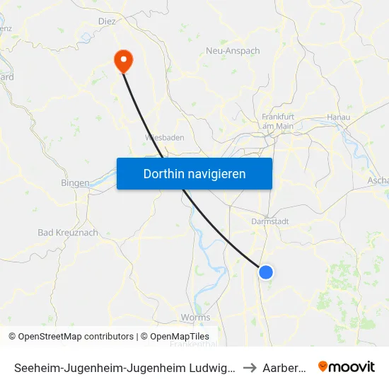 Seeheim-Jugenheim-Jugenheim Ludwigstraße to Aarbergen map