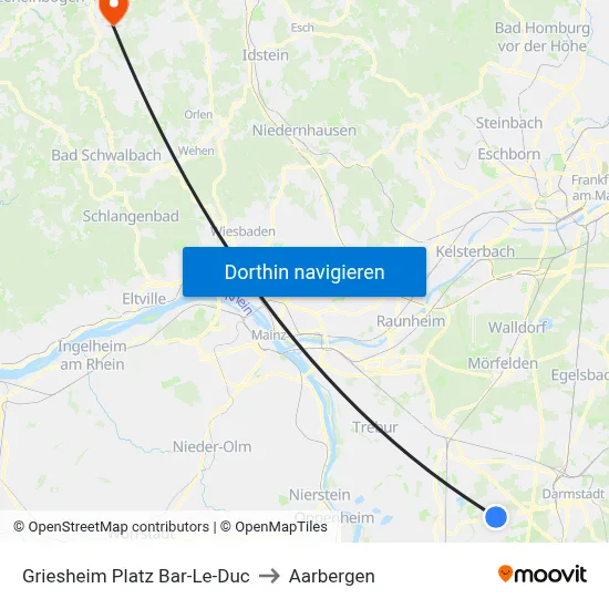 Griesheim Platz Bar-Le-Duc to Aarbergen map