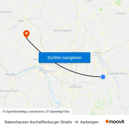 Babenhausen Aschaffenburger Straße to Aarbergen map