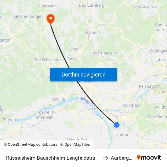 Rüsselsheim-Bauschheim Lengfeldstraße to Aarbergen map