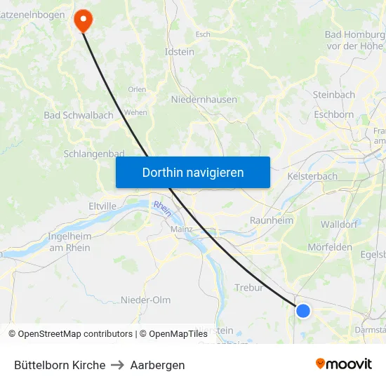Büttelborn Kirche to Aarbergen map