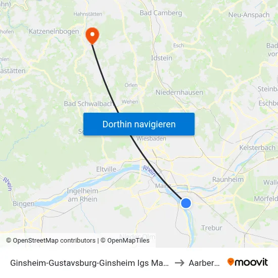 Ginsheim-Gustavsburg-Ginsheim Igs Mainspitze to Aarbergen map