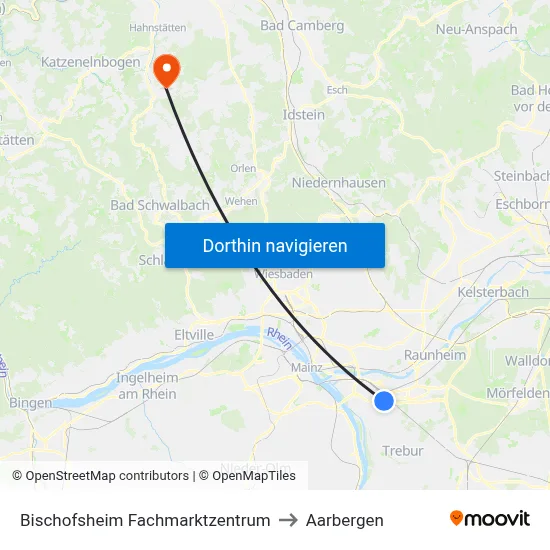 Bischofsheim Fachmarktzentrum to Aarbergen map