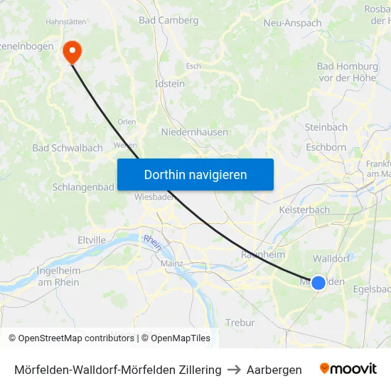 Mörfelden-Walldorf-Mörfelden Zillering to Aarbergen map