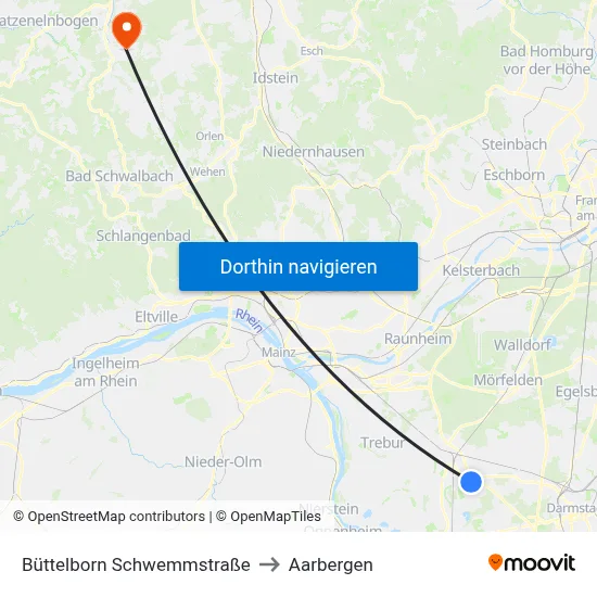 Büttelborn Schwemmstraße to Aarbergen map