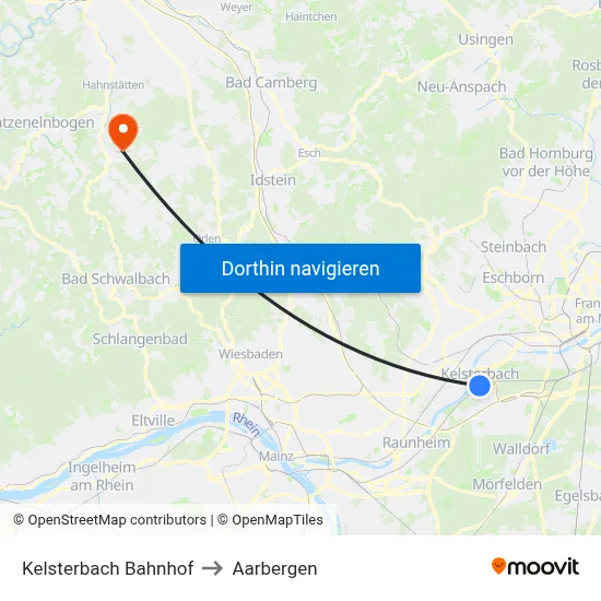 Kelsterbach Bahnhof to Aarbergen map