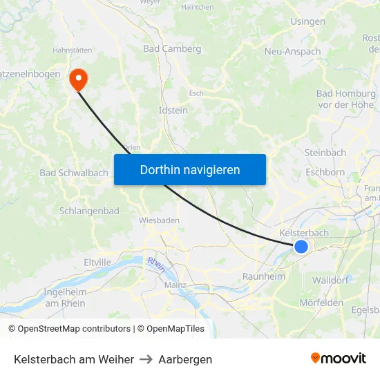 Kelsterbach am Weiher to Aarbergen map