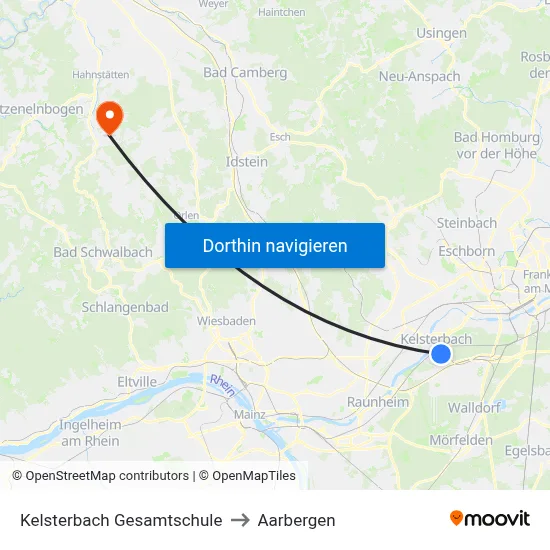 Kelsterbach Gesamtschule to Aarbergen map