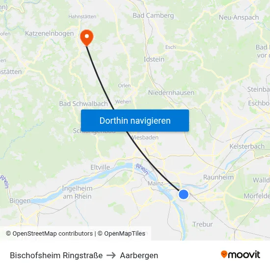Bischofsheim Ringstraße to Aarbergen map