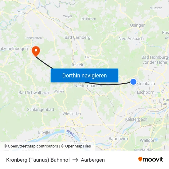 Kronberg (Taunus) Bahnhof to Aarbergen map