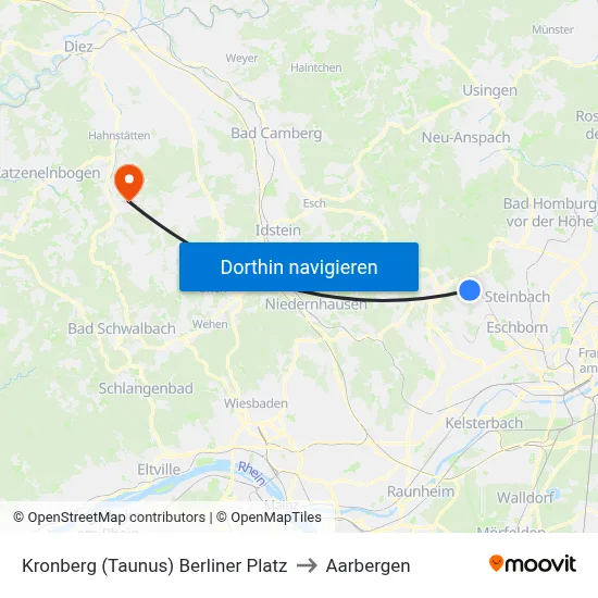 Kronberg (Taunus) Berliner Platz to Aarbergen map
