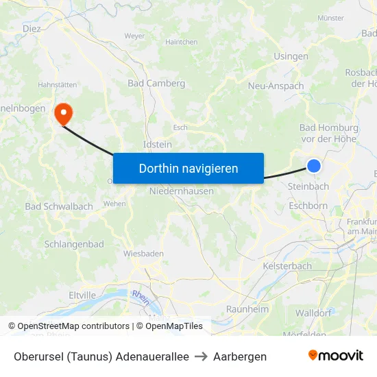 Oberursel (Taunus) Adenauerallee to Aarbergen map