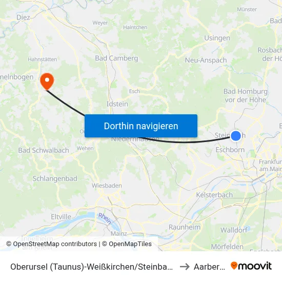Oberursel (Taunus)-Weißkirchen/Steinbach Bahnhof to Aarbergen map