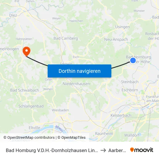 Bad Homburg V.D.H.-Dornholzhausen Lindenallee to Aarbergen map