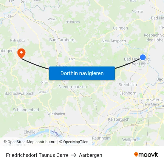 Friedrichsdorf Taunus Carre to Aarbergen map