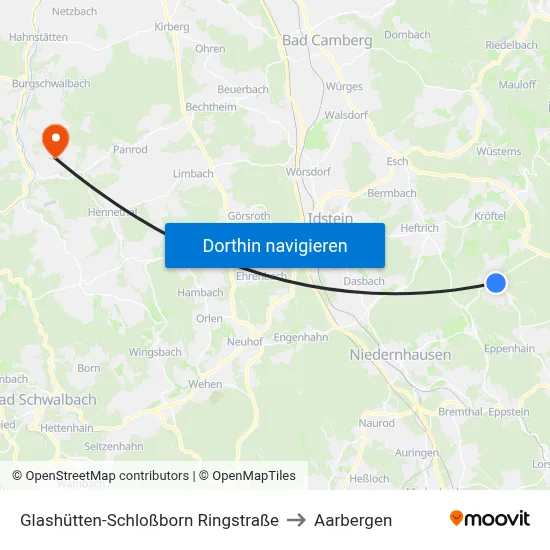 Glashütten-Schloßborn Ringstraße to Aarbergen map