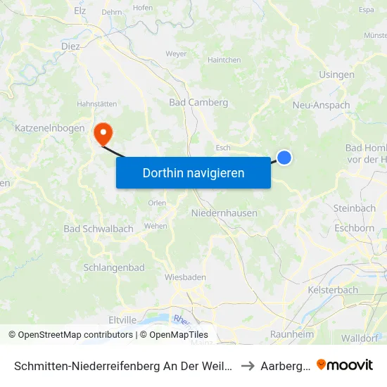 Schmitten-Niederreifenberg An Der Weilquelle to Aarbergen map