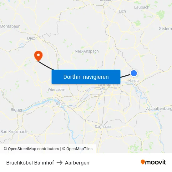 Bruchköbel Bahnhof to Aarbergen map