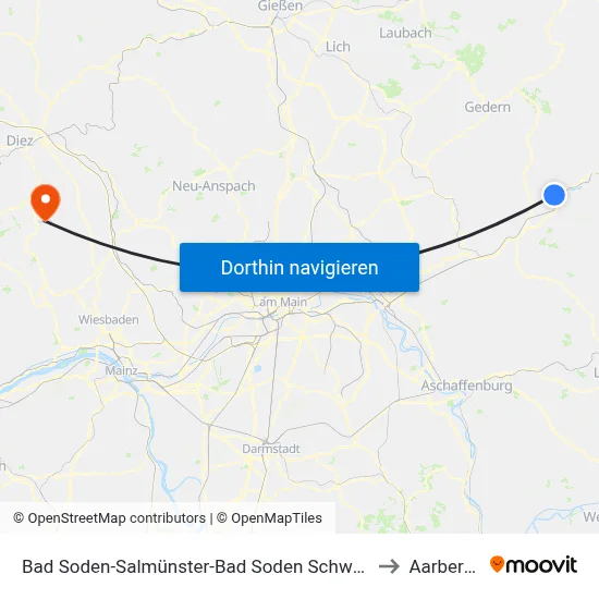 Bad Soden-Salmünster-Bad Soden Schweizerhaus to Aarbergen map
