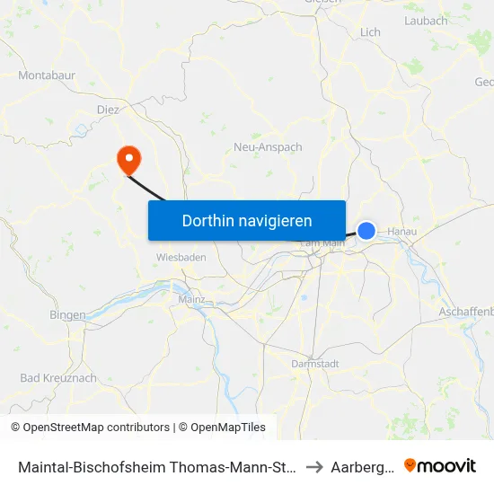 Maintal-Bischofsheim Thomas-Mann-Straße to Aarbergen map