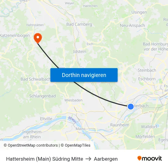 Hattersheim (Main) Südring Mitte to Aarbergen map