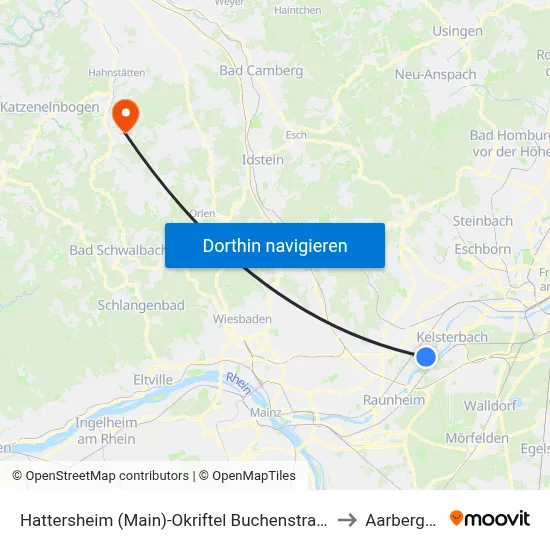 Hattersheim (Main)-Okriftel Buchenstraße to Aarbergen map