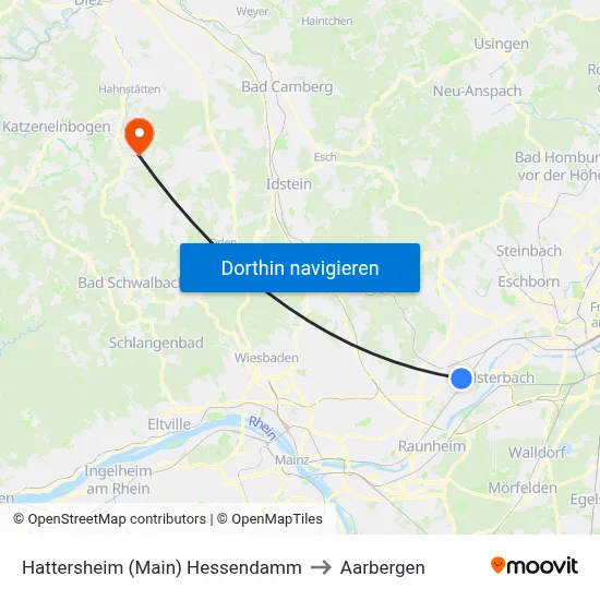 Hattersheim (Main) Hessendamm to Aarbergen map