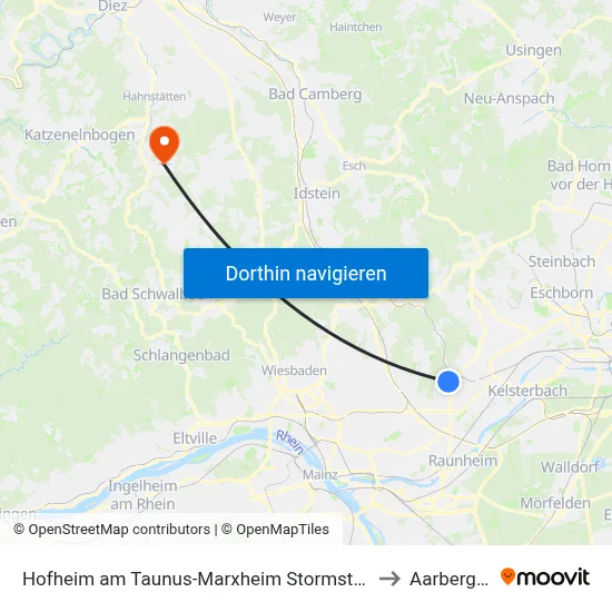Hofheim am Taunus-Marxheim Stormstraße to Aarbergen map