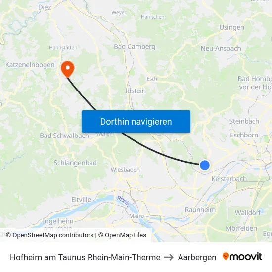 Hofheim am Taunus Rhein-Main-Therme to Aarbergen map