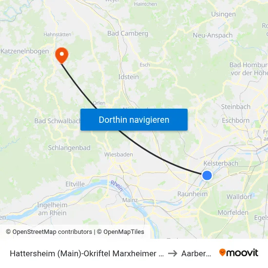 Hattersheim (Main)-Okriftel Marxheimer Straße to Aarbergen map