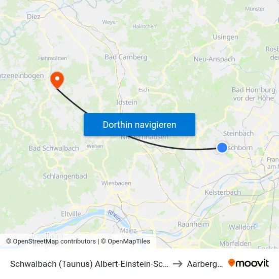 Schwalbach (Taunus) Albert-Einstein-Schule to Aarbergen map
