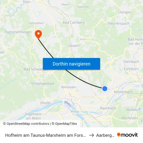 Hofheim am Taunus-Marxheim am Forsthaus to Aarbergen map