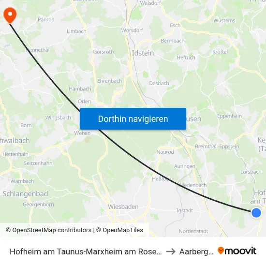 Hofheim am Taunus-Marxheim am Rosenberg to Aarbergen map